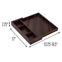 17'' Walnut Expandable Diagonal Bamboo Drawer Organizer with Adjustable Dividers