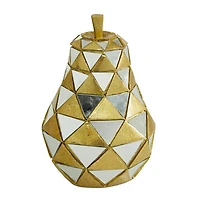 Set of 3 Gold Polystone Glam Fruit Sculpture, 4.5", 6.25", 10.5"