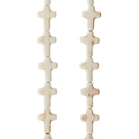 12 Pack:  White Stone Cross Beads, 15mm by Bead Landing™
