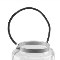 18" White Framed Glass Pillar Candle Holder Lantern