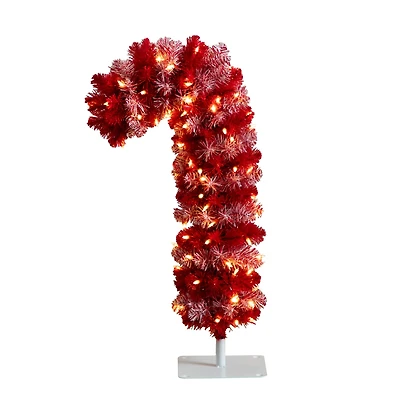 2.5ft. Pre-Lit Red Candy Cane Artificial Christmas Tree, Clear Micro LED Lights