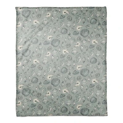 Blue Multicolor Shell Coral Fleece Blanket