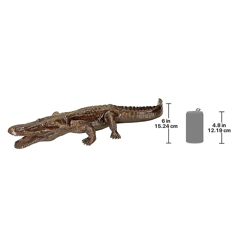 Design Toscano 44" Piped Cast Bronze Prowling Alligator Garden Statue