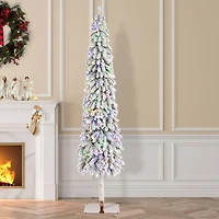 Glitzhome® 7.5ft Pre-Lit Flocked Artificial Christmas Tree, Warm White Lights
