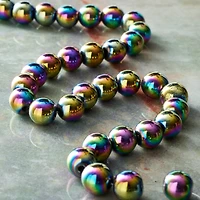 Rainbow Reconstituted Hematite Round Beads by Bead Landing