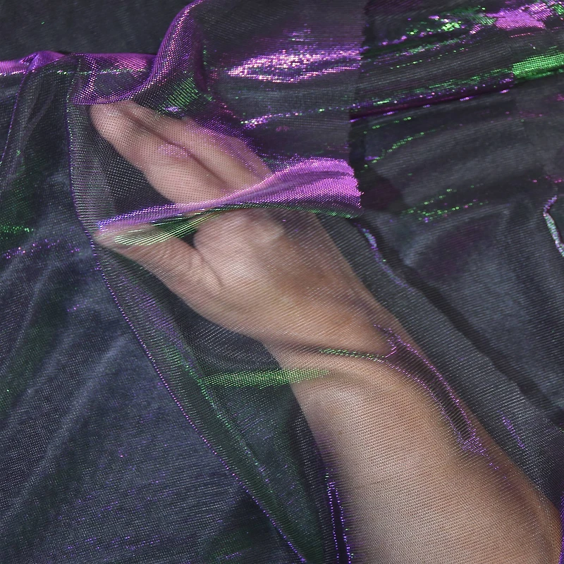 Feldman Purple & Green Metallic Knit Fabric