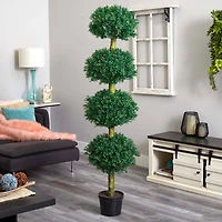 6ft. Potted 4 Tier Ball Boxwood Topiary Tree