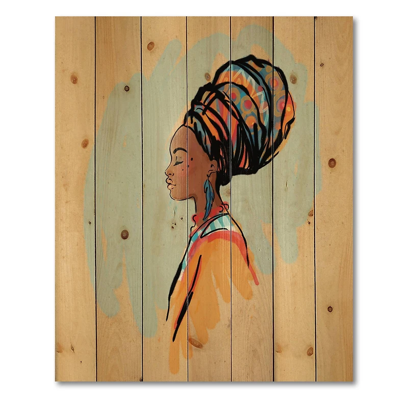 Designart - Portrait of Afro American Woman With Turban II