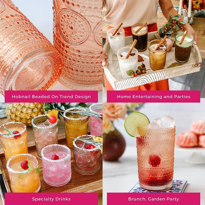 Kate Aspen® 13oz. Beaded Floral Rose Gold Drinking Glasses, 6ct.