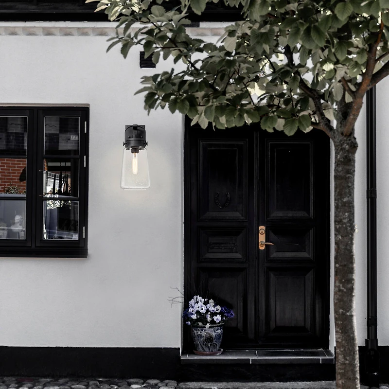 Hello Honey® Gage Distressed Zinc Industrial Tapered Seedy Glass & Metal Wall Mounted Outdoor Light