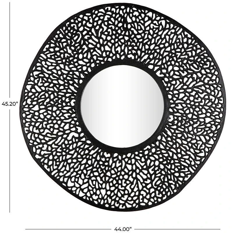 45" Black Abstract Aluminum Wall Mirror with Open Lattice Frame