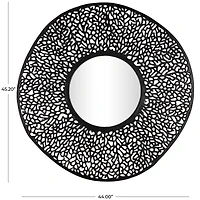 45" Black Abstract Aluminum Wall Mirror with Open Lattice Frame