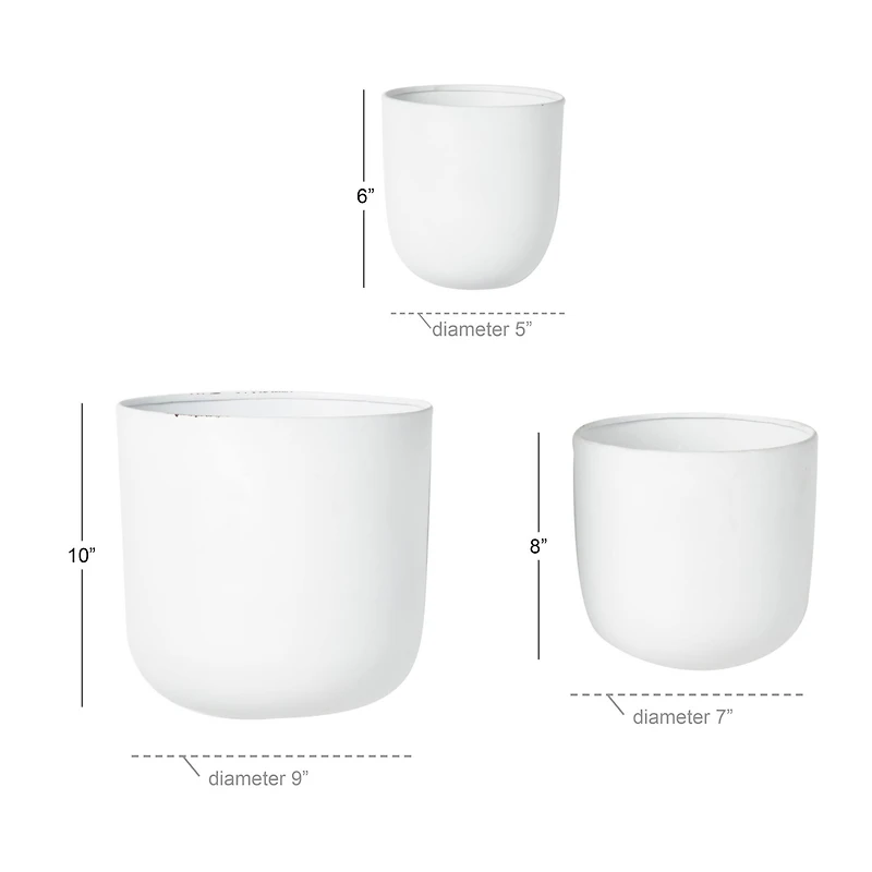 White Metal Contemporary Planter Set
