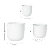 White Metal Contemporary Planter Set