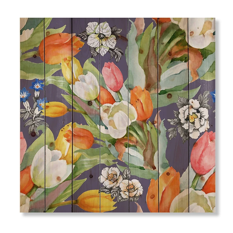 Designart - Blooming White and Orange Tulips VI