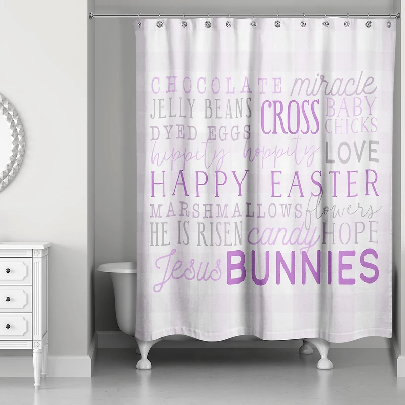 Easter Day Words Shower Curtain 71" x 74" Shower Curtain