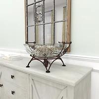 19" Clear Tempered Glass Kitchen Serving Bowl with Copper Metal Grapes Base