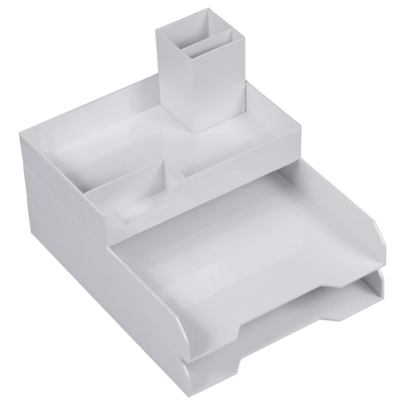 JAM Paper White Stackable Deluxe Desktop Organizer Set