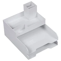JAM Paper White Stackable Deluxe Desktop Organizer Set