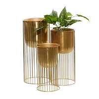 Gold Metal Contemporary Glam Planter Set