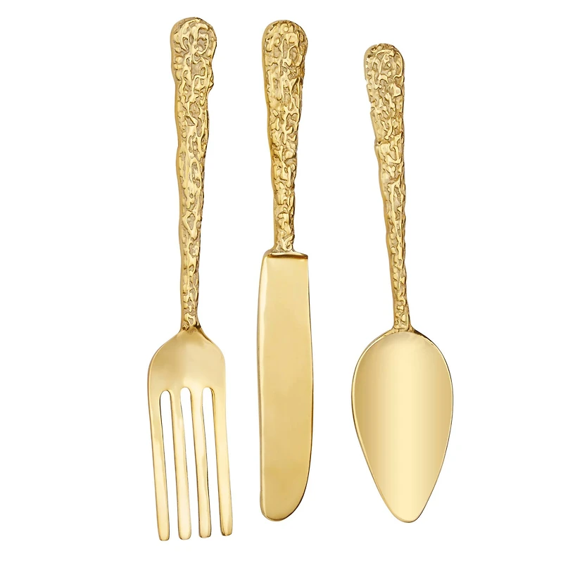 Set of 3 Gold Aluminum Glam Wall Decor, 6" x 6" x 2"