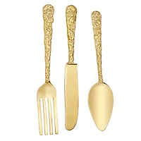 Set of 3 Gold Aluminum Glam Wall Decor, 6" x 6" x 2"