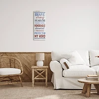 Stupell Industries Brave Strong Fearless Patriotic Stars and Stripes Rustic Wood Look Sign Canvas Wall Art