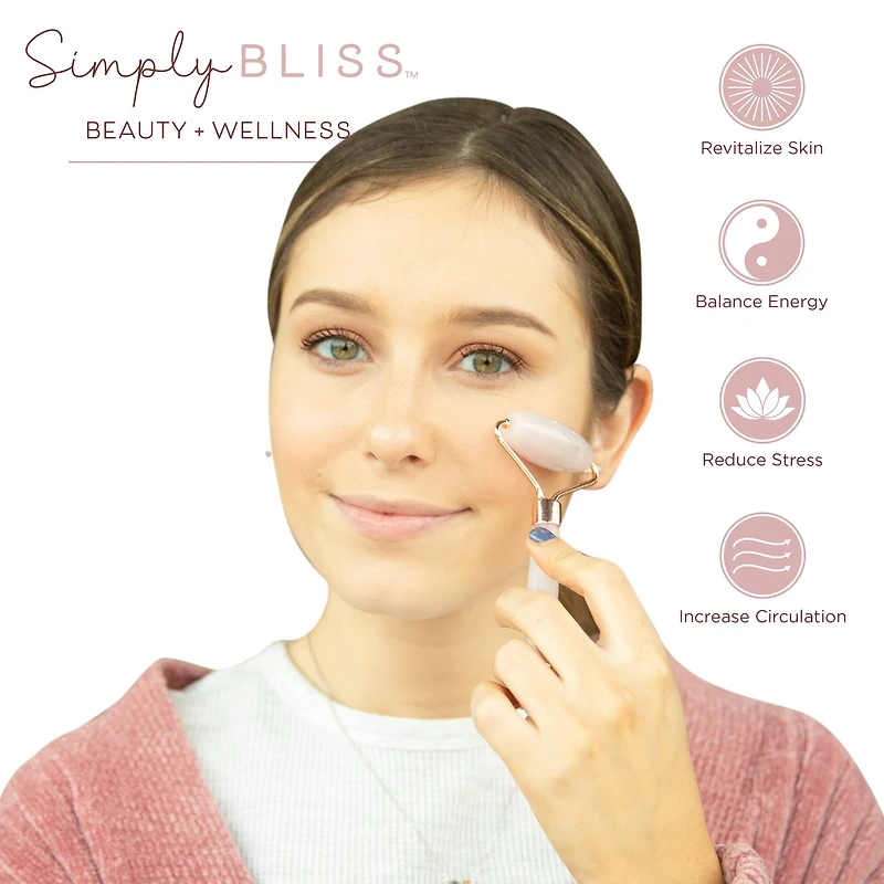Simply Bliss Rose Quartz Dual Sides Facial Roller