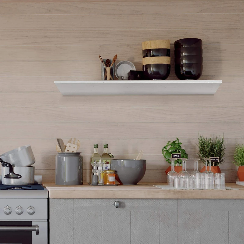 White Wedge Wood Floating Wall Shelf