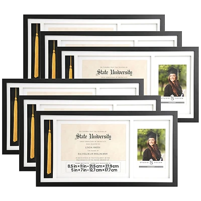 6 Pack: Black Graduation Certification & Tassel 5" x 7" Frame by Studio Décor®
