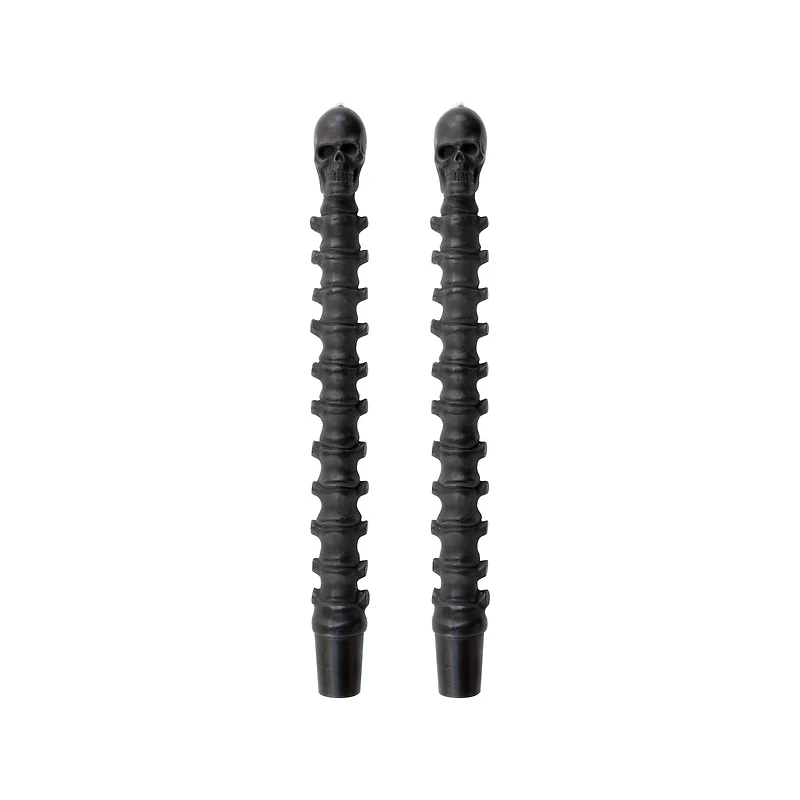 10" Black Spine & Skull Taper Candles, 2ct. by Ashland®