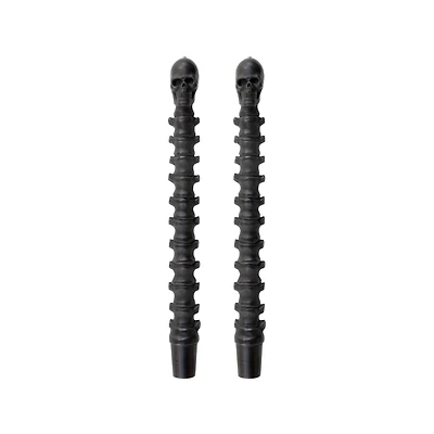 10" Black Spine & Skull Taper Candles, 2ct. by Ashland®