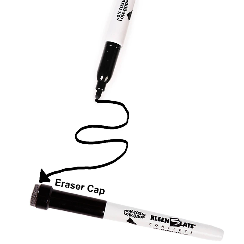 KleenSlate® Small Black Dry Erase Markers with Eraser, 36ct.