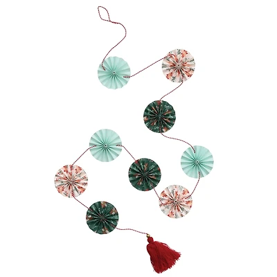 Hello Honey® 5ft. Multicolor Handmade Recycled Paper Fan Garland with Cotton Tassel