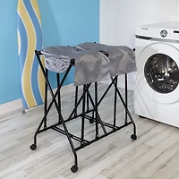 Honey Can Do Black/Gray Double Bounce Back Hamper with Wheels and Lid