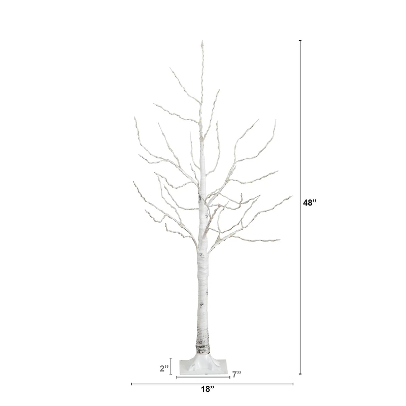 4ft. Pre-Lit White Birch Artificial Christmas Tree, Warm White LED Lights