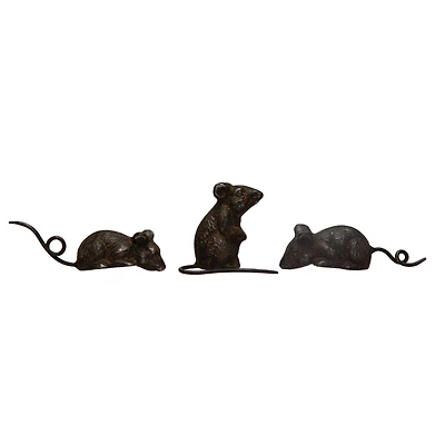 Hello Honey® Rust Finish Metal Mice Set