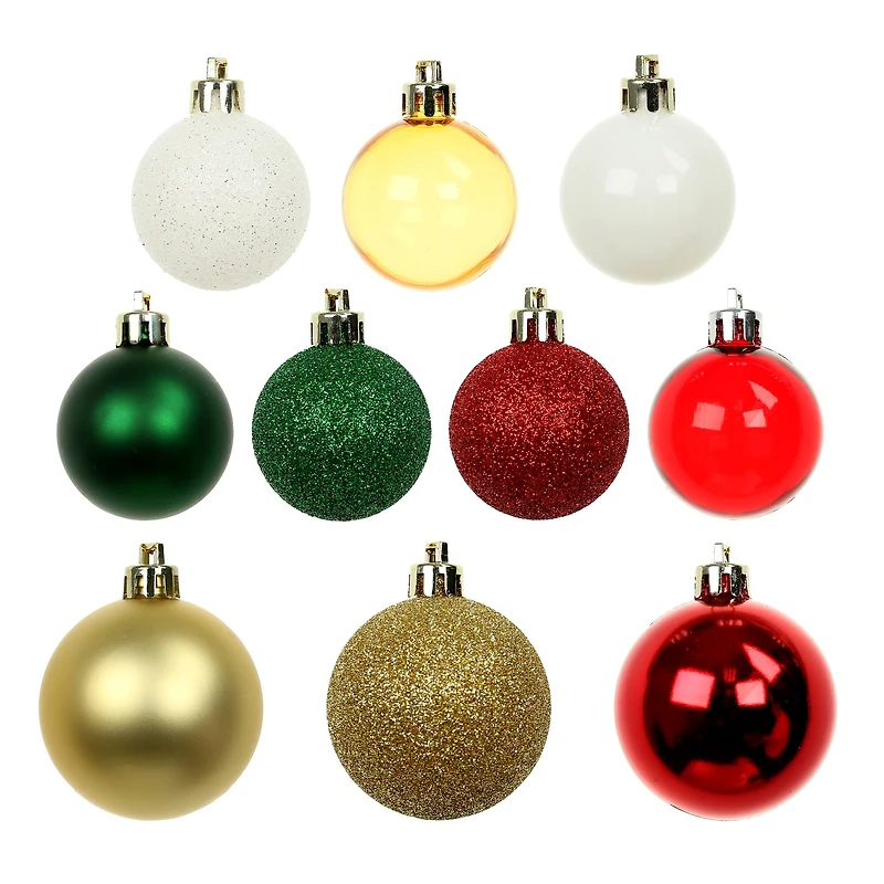 80 Pack Red, Green & Gold Glitter Shatterproof Ornaments by Ashland®