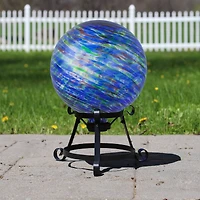 10" Blue & Green Swirl Pattern Outdoor Garden Gazing Ball