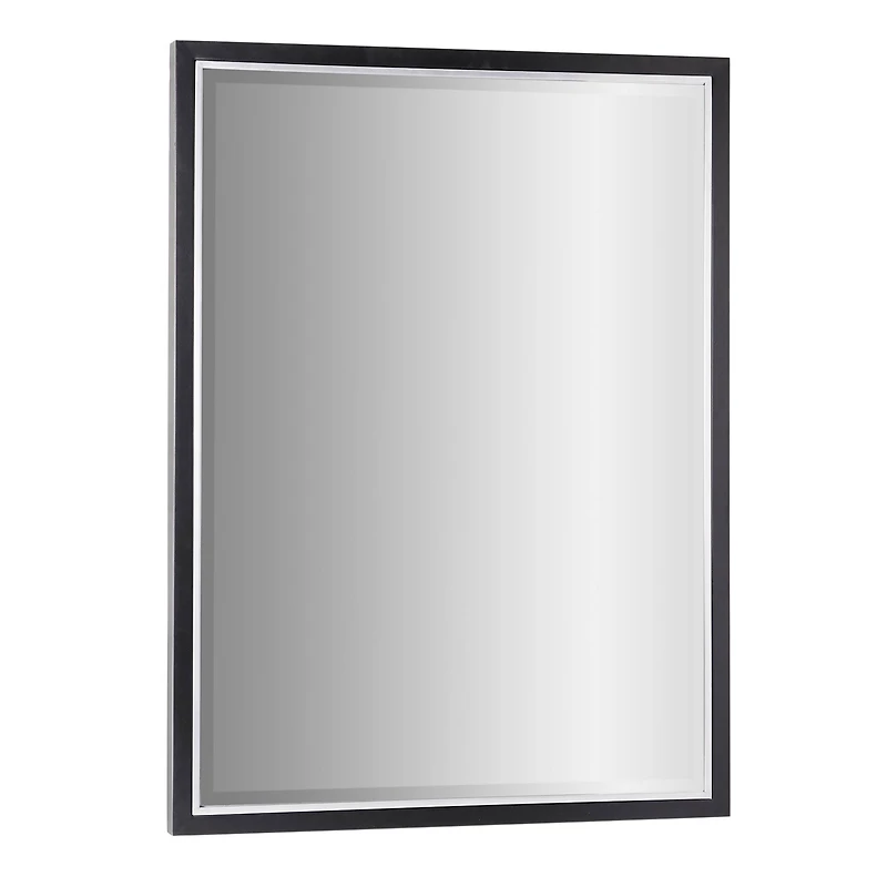 Brushed Black/Chrome Metal Framed Beveled Edge Wall Mirror - 30" x 40"