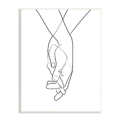 Stupell Industries Hands Intertwined Romantic Gesture Minimal Linework Wall Plaque