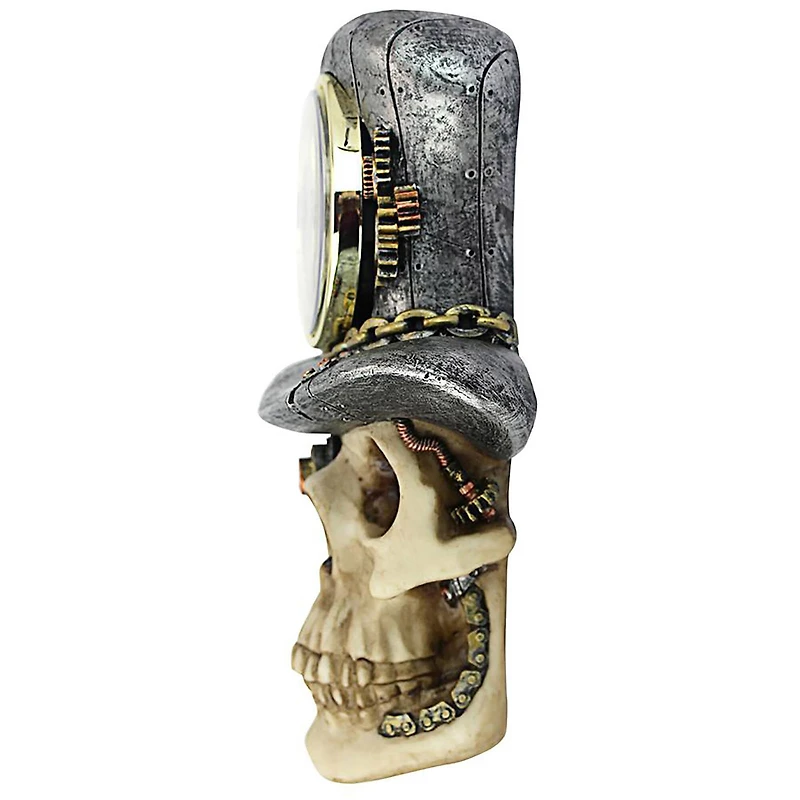 Design Toscano 8.5" Steampunk Mad Hatter Skull Sculptural Wall Clock