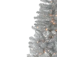6.5ft. Pre-Lit Tinsel Artificial Christmas Tree. Clear Lights