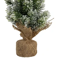 8.5", 12.5", & 17.5" Unlit Flocked Pine Artificial Christmas Trees with Burlap Base Set