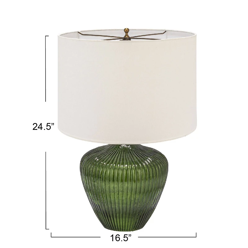 Hello Honey® 2ft. Green Glass Table Lamp with White Drum Shade