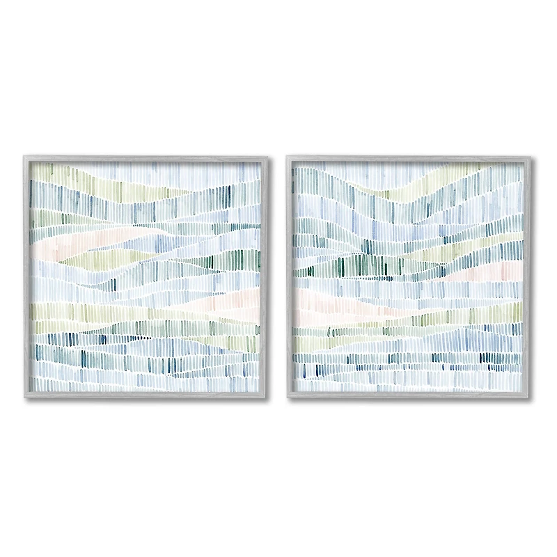 Stupell Industries Modern Abstract Nautical Landscape Wavy Striped Pattern Framed Wall Art