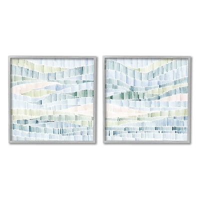 Stupell Industries Modern Abstract Nautical Landscape Wavy Striped Pattern Framed Wall Art