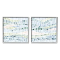 Stupell Industries Modern Abstract Nautical Landscape Wavy Striped Pattern Framed Wall Art