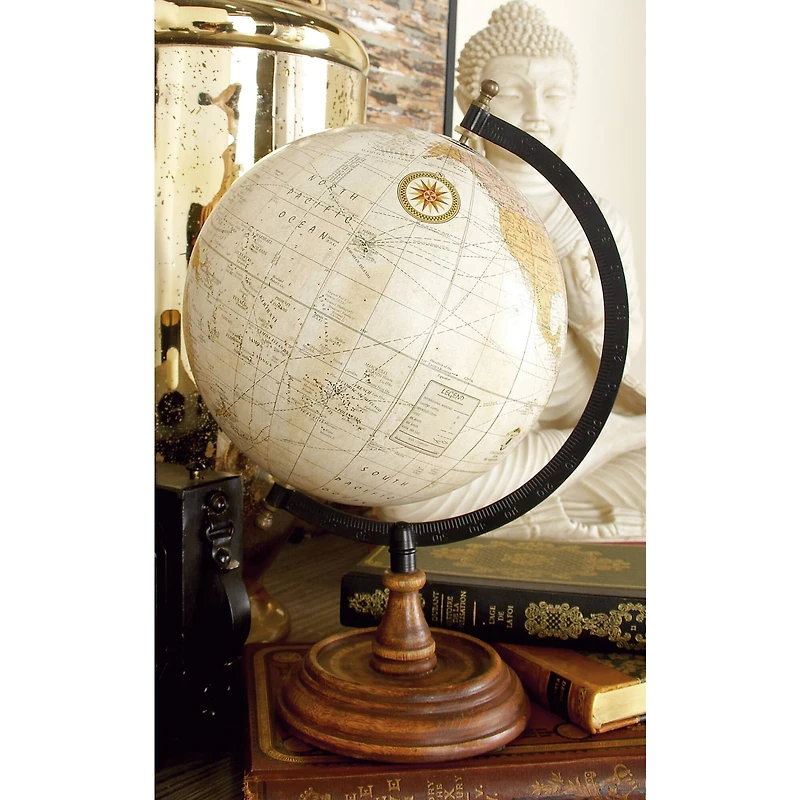 14" Brown Mango Wood Traditional Globe