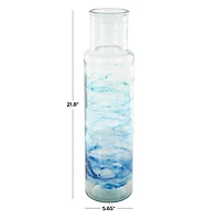 Blue Abstract Ombre Recycled Glass Vase